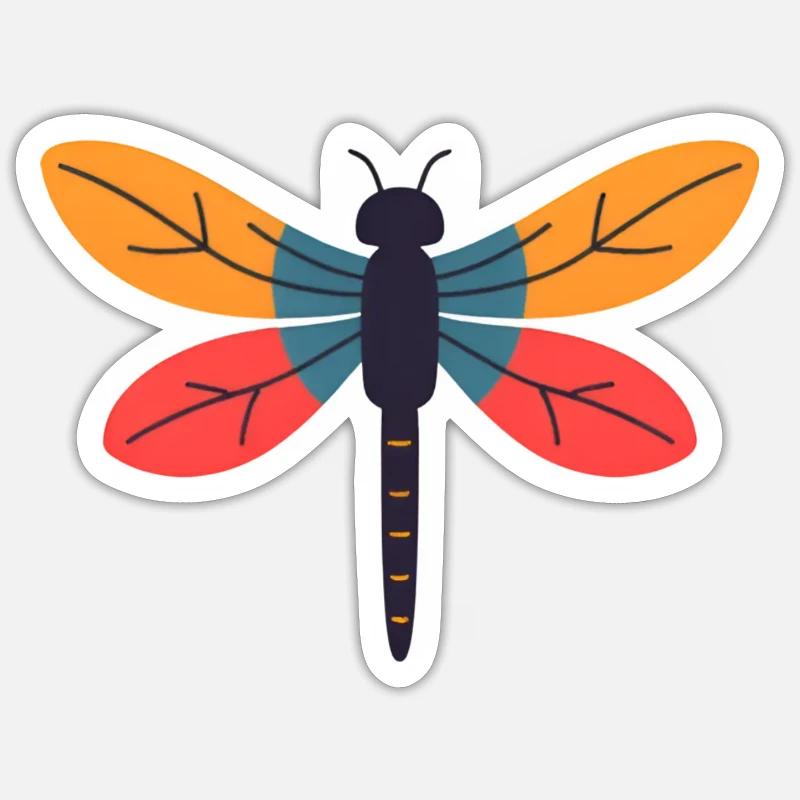 Bunte Libelle Farbenspiel - Sticker Größe S (10 x 10 cm) - Mattweiß