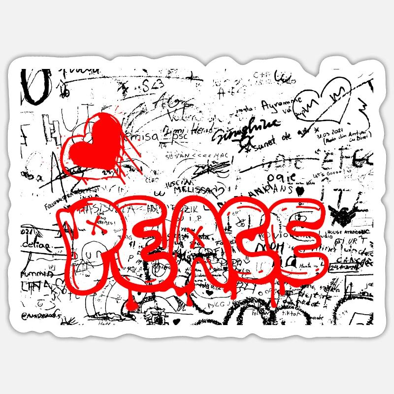Frais Graffiti Heart Red - Sticker taille S (10 x 10 cm) - blanc mat
