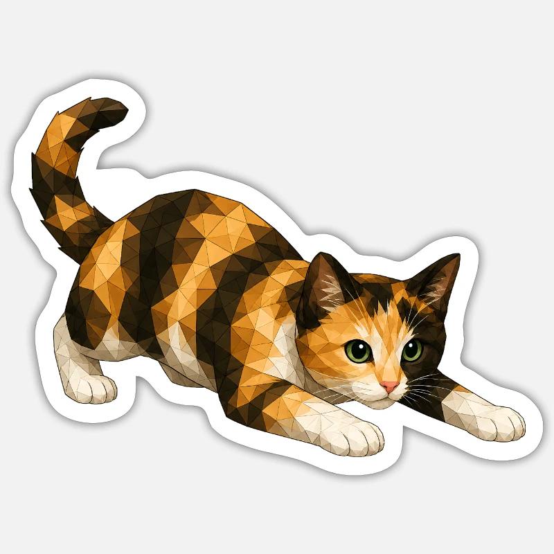 Emmi PolygonCat Art - Sticker size S (10 x 10 cm) - white matte