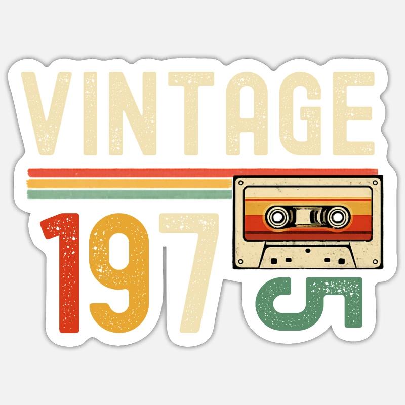 Rétro 1970s Cassette - Sticker taille S (10 x 10 cm) - blanc mat
