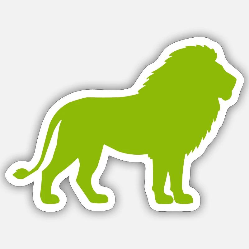 Silhouette de Lion Vert Néon - Sticker taille S (10 x 10 cm) - blanc mat