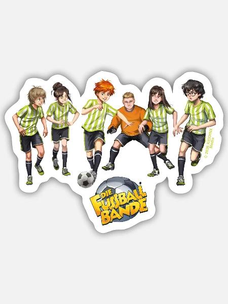 Fussballbande Mit Fußball Beim Kicken - Sticker Größe S (10 x 10 cm) - Mattweiß
