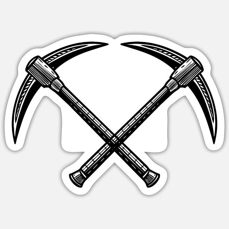 Kreuzspitzhacken - Sticker Größe S (10 x 10 cm) - Mattweiß