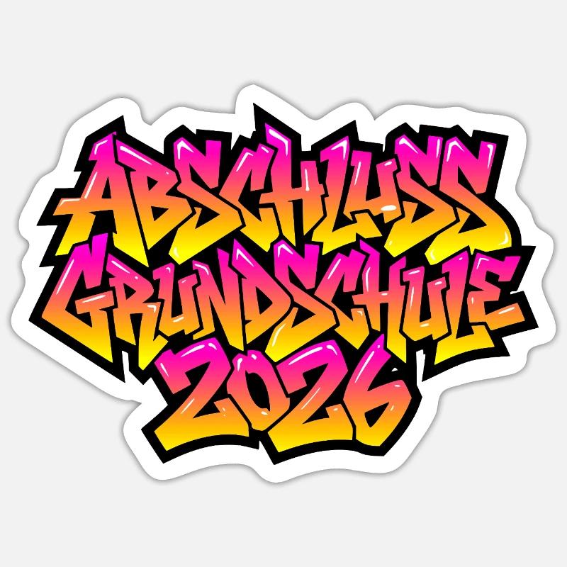Grundschule Abschluss 2026 Graffiti - Sticker Größe S (10 x 10 cm) - Mattweiß