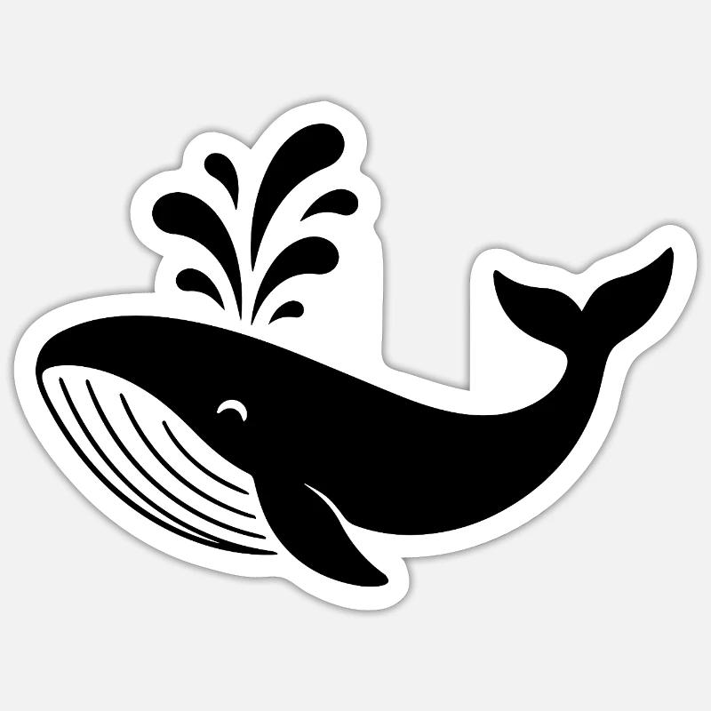 baleine - Sticker taille S (10 x 10 cm) - blanc mat