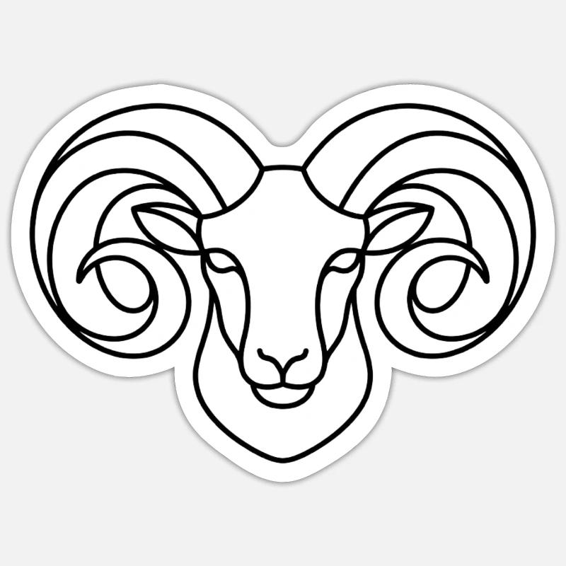 Starker Widderkopf - Sticker Größe S (10 x 10 cm) - Mattweiß