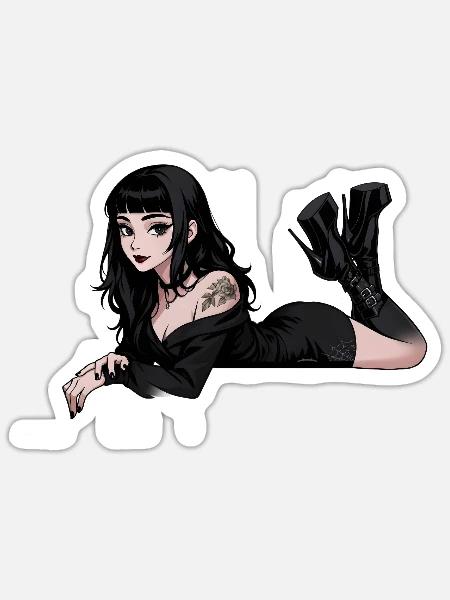Gothic Pinup Dunkel Eleganz - Sticker Größe S (10 x 10 cm) - Mattweiß