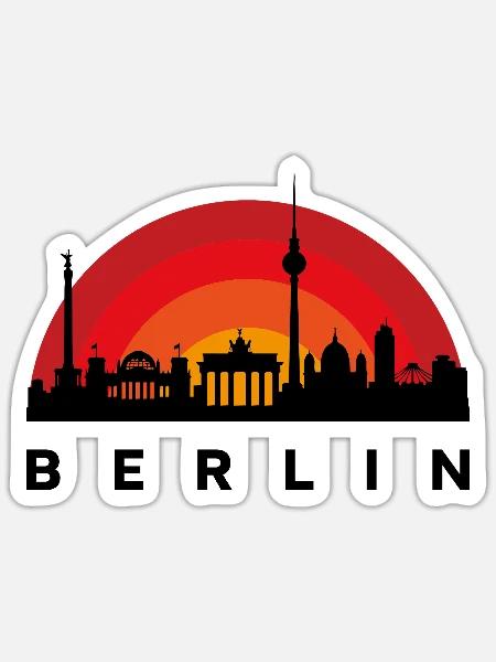 Berlin Skyline Kreise - Sticker Größe S (10 x 10 cm) - Mattweiß