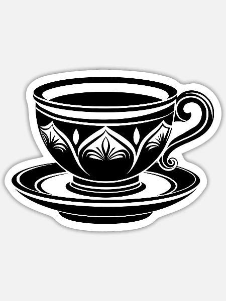 Tea Cup - Sticker Größe S (10 x 10 cm) - Mattweiß