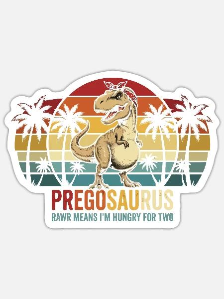 Schwangerschaftshumor: Werdende Mutter Dinosaurier - Sticker Größe S (10 x 10 cm) - Mattweiß