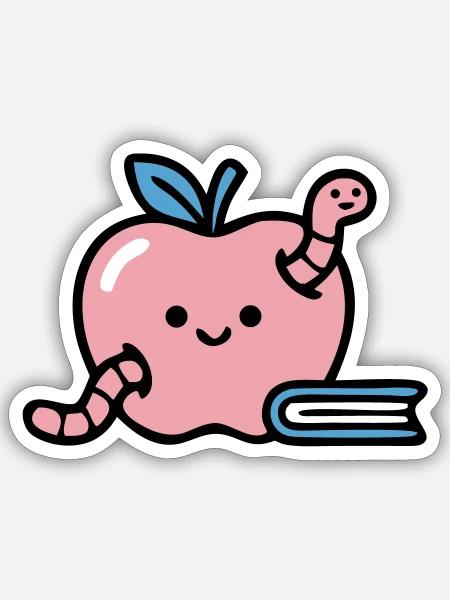 Classroom Apfel Logo - Sticker Größe S (10 x 10 cm) - Mattweiß