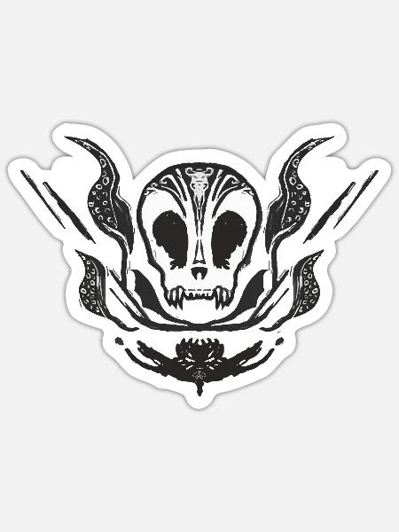 Gotischer Schädel mit Tentakeln - Sticker Größe S (10 x 10 cm) - Mattweiß