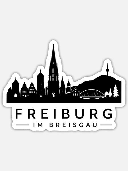 Skyline Freiburg im Breisgau - Sticker Größe S (10 x 10 cm) - Mattweiß