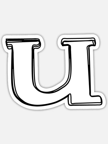 Kleinbuchstabe u handgezeichnet - Sticker Größe S (10 x 10 cm) - Mattweiß