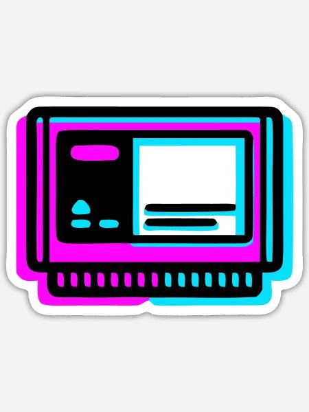 Retro Spielekassette Glitch Icon - Sticker Größe S (10 x 10 cm) - Mattweiß