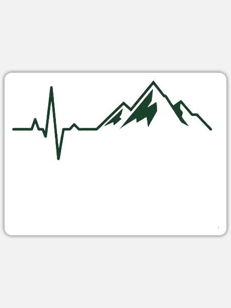 Berg-Heartbeat-Berge - Sticker Größe S (10 x 10 cm) - Mattweiß