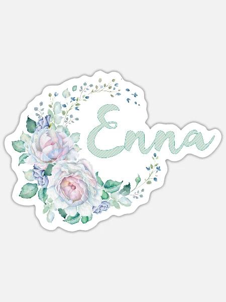 Enna Blütenname Aquarell - Sticker Größe S (10 x 10 cm) - Mattweiß