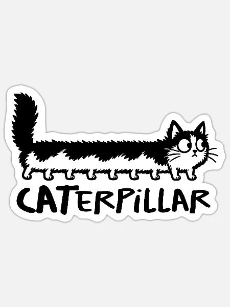 Chat chenille CATerpillar - Sticker Größe S (10 x 10 cm) - Mattweiß