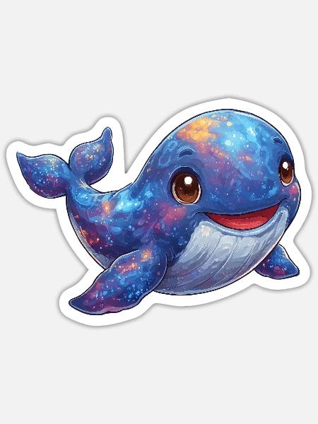 Kosmischer Wal im Sternenmeer - Sticker Größe S (10 x 10 cm) - Mattweiß