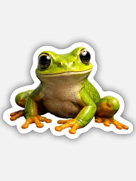 Froschgrüner PopArt Frosch - Sticker Größe S (10 x 10 cm) - Mattweiß