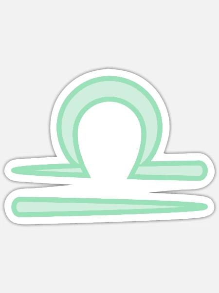 Waagezeichensymbol Pastellgrün - Sticker Größe S (10 x 10 cm) - Mattweiß