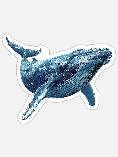 Buckelwal - Sticker Größe S (10 x 10 cm) - Mattweiß
