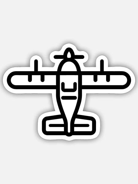 Wasserflugzeug - Sticker Größe S (10 x 10 cm) - Mattweiß
