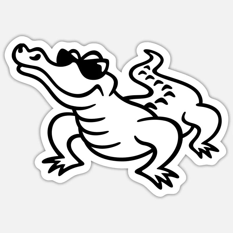 croco cool - Sticker taille S (10 x 10 cm) - blanc mat