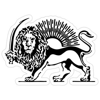 Shir O Khorshid - Sonne und Löwe - Sticker Größe S (10 x 10 cm) - Mattweiß - Vorne