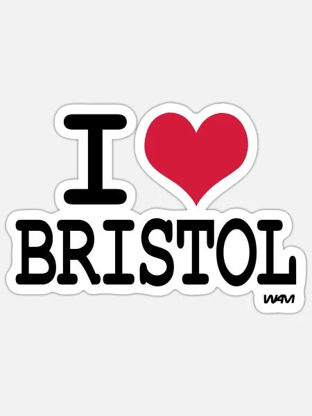 i love bristol by wam - Sticker size S (10 x 10 cm) - white matte