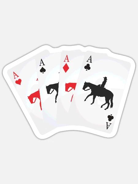 Kartenspiel Westernreiter - Sticker Größe S (10 x 10 cm) - Mattweiß
