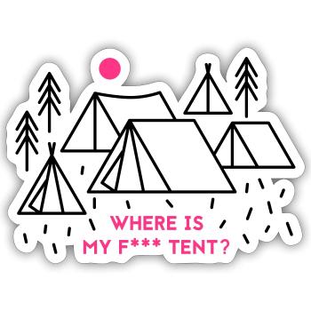 Where is my tent? - Sticker Größe S (10 x 10 cm) - Mattweiß - Vorne