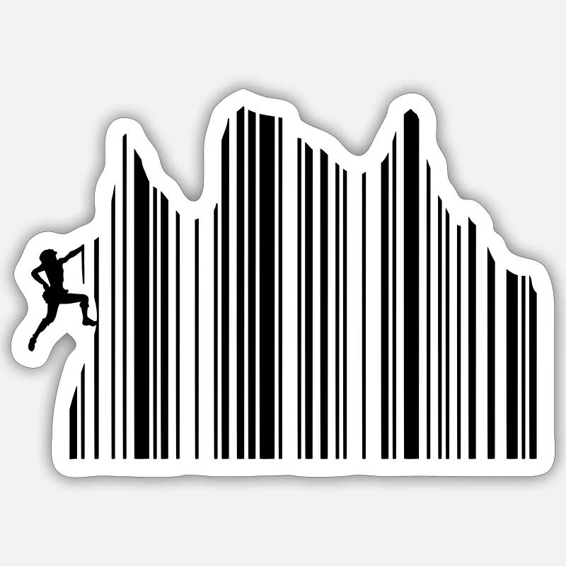 Climbing Klettern Barcode Freeclimbing 1c - Sticker Größe S (10 x 10 cm) - Mattweiß
