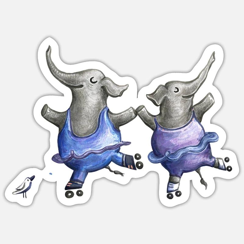 Roller skate elephant dance - Sticker size S (10 x 10 cm) - white matte