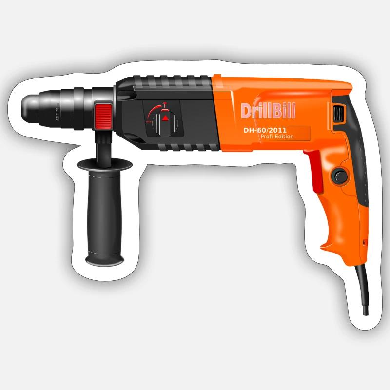 drilling machine - Sticker size S (10 x 10 cm) - white matte