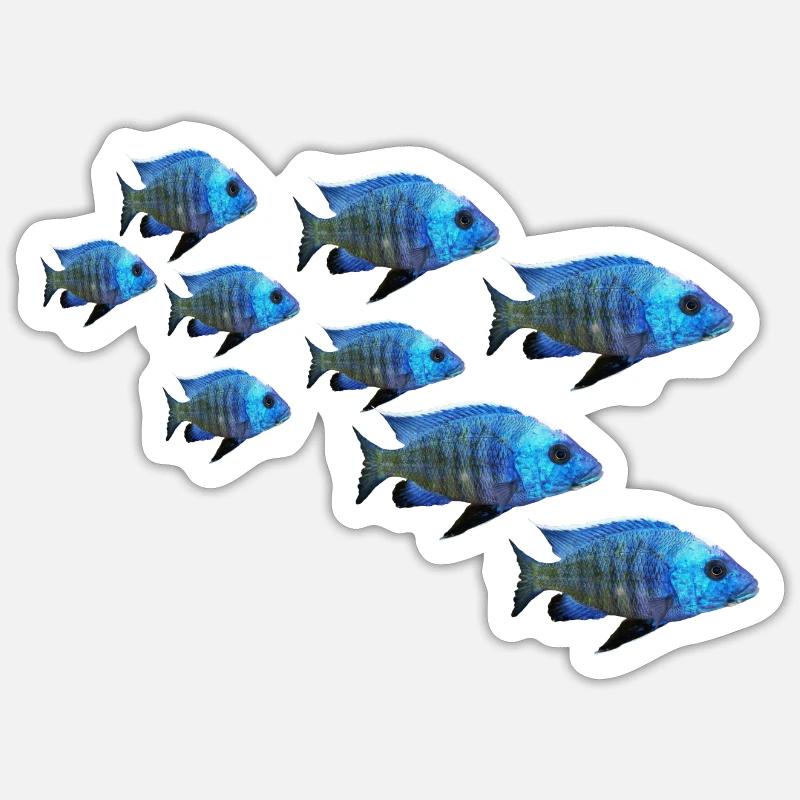 poisson perche mérou mérou perche - Sticker taille S (10 x 10 cm) - blanc mat
