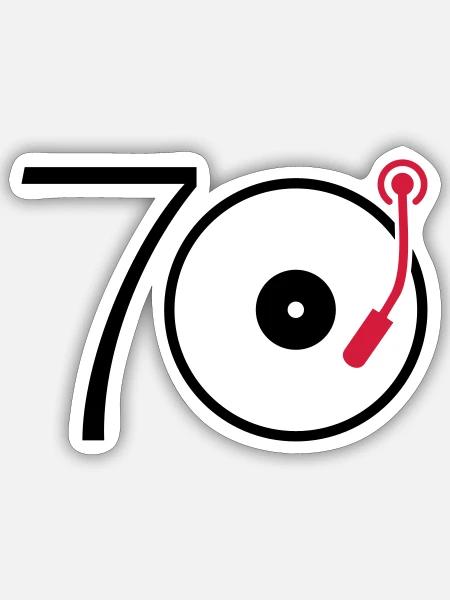 Musik der 70er - Sticker Größe S (10 x 10 cm) - Mattweiß