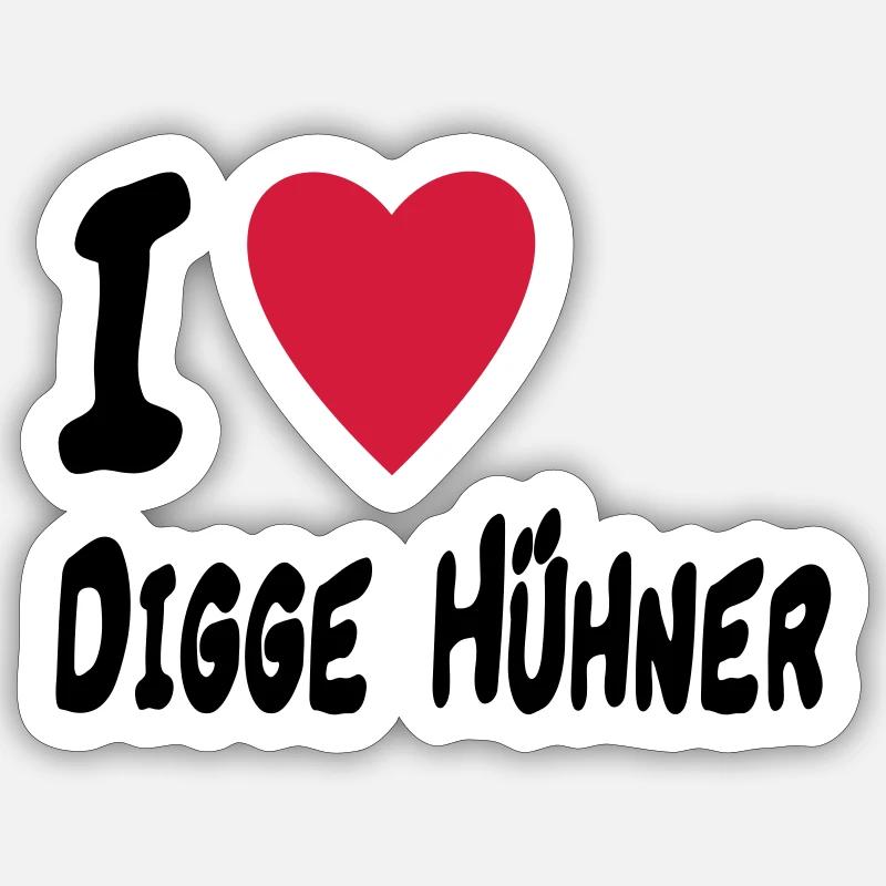 i love digge huehner - Sticker Größe S (10 x 10 cm) - Mattweiß