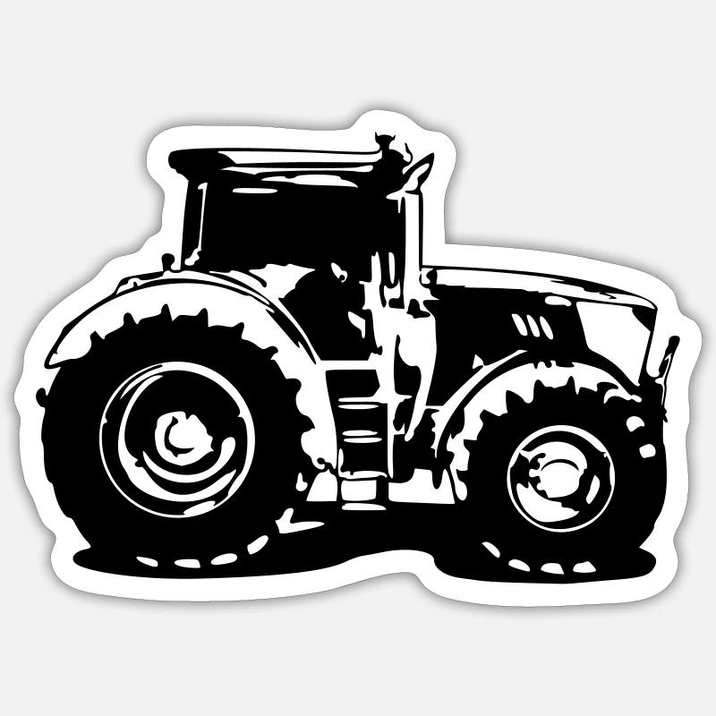 Traktor JD 6215R - Sticker Größe S (10 x 10 cm) - Mattweiß