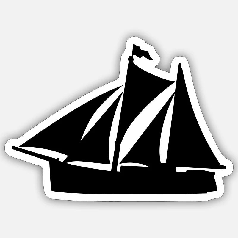 Zweimaster - Sticker Größe S (10 x 10 cm) - Mattweiß