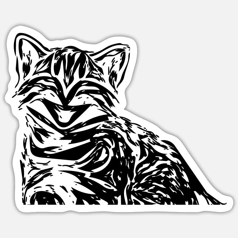 chat - Sticker taille S (10 x 10 cm) - blanc mat