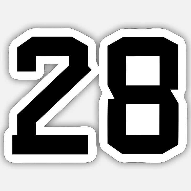 Number 28 Sticker size S (10 x 10 cm)