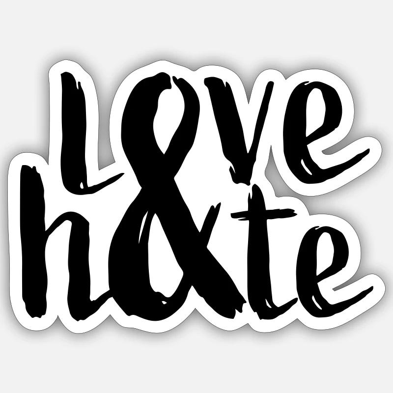 Typographie d'amour et de haine - Sticker taille S (10 x 10 cm) - blanc mat