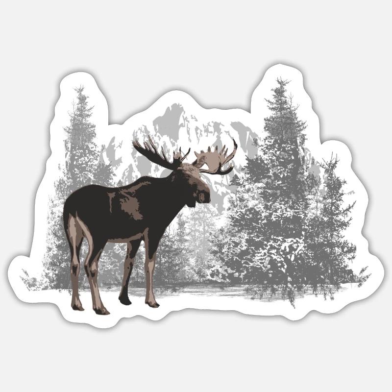 Elch - Moose Sticker Größe S (10 x 10 cm)