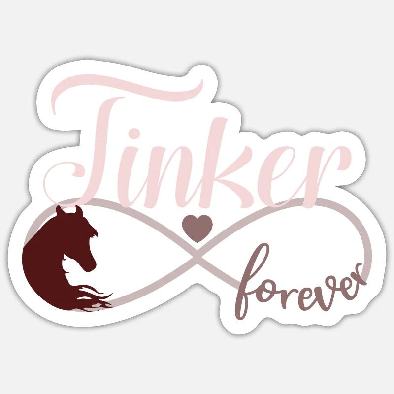 Tinker Pferde Pony Unendlichkeit Symbol - Sticker Größe S (10 x 10 cm) - Mattweiß