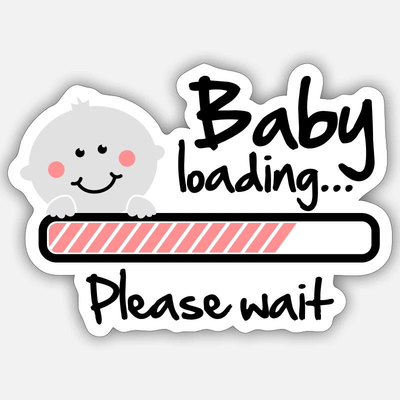 Baby loading - please wait - Sticker taille S (10 x 10 cm) - blanc mat