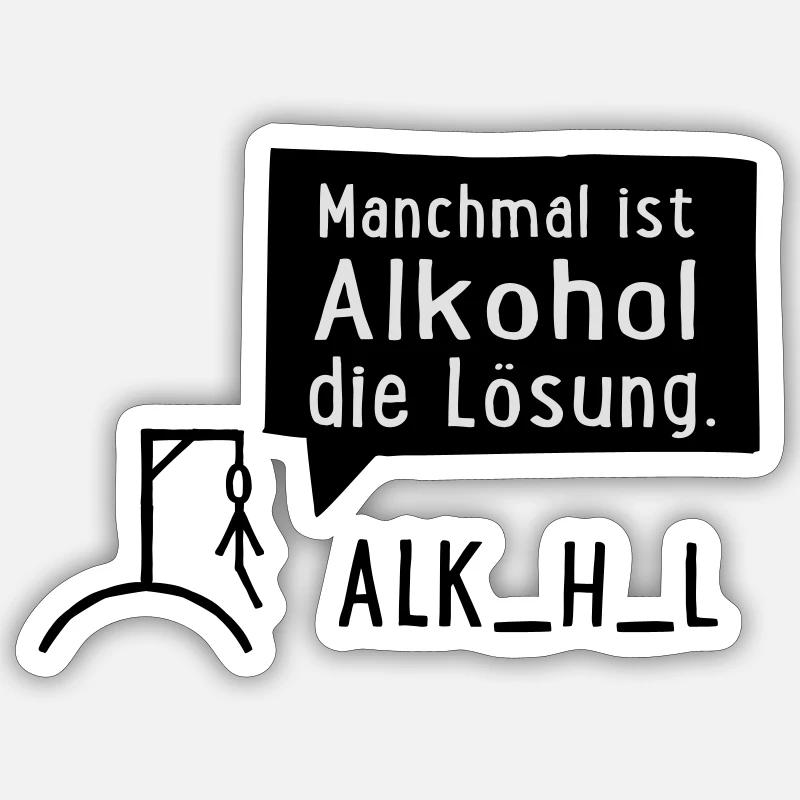 Alkohol - Sticker taille S (10 x 10 cm) - blanc mat
