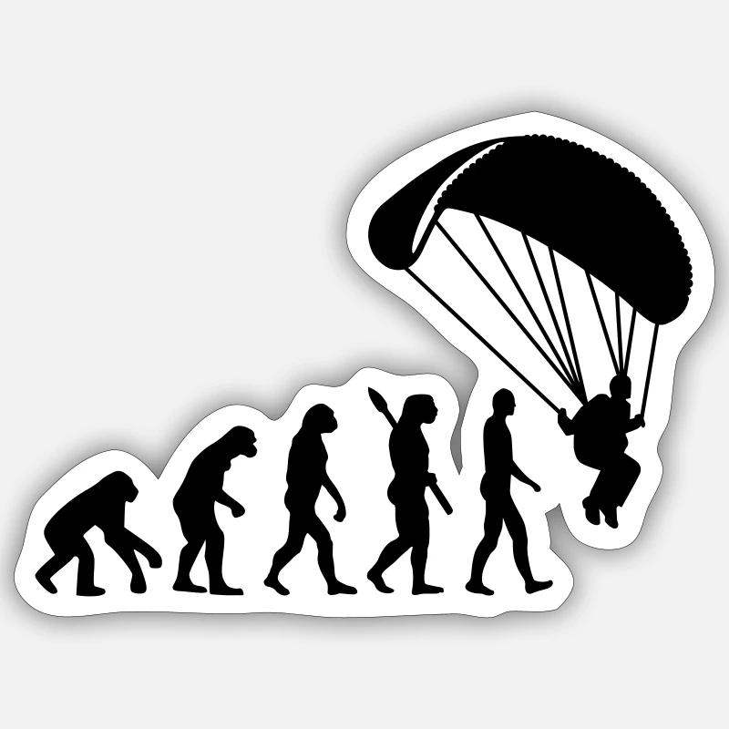 Évolution Parachutisme - Sticker taille S (10 x 10 cm) - blanc mat