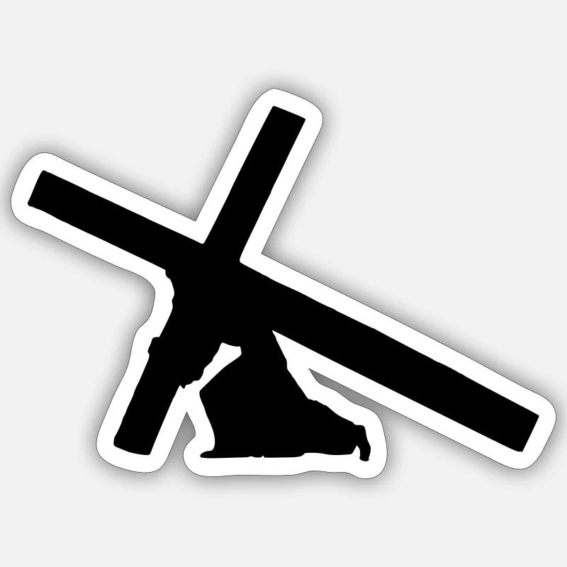 Jésus avec 1c Croix Sticker taille S (10 x 10 cm)