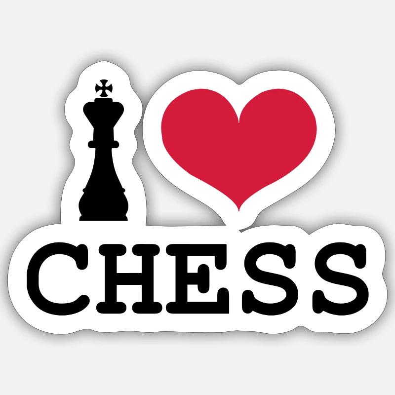 I Love Chess - Sticker Größe S (10 x 10 cm) - Mattweiß